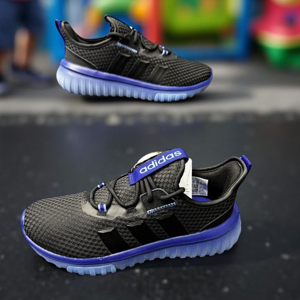 Adidas Kaptir Kids Size 3 Black Blue Sneakers Lightweight Comfort BNIB